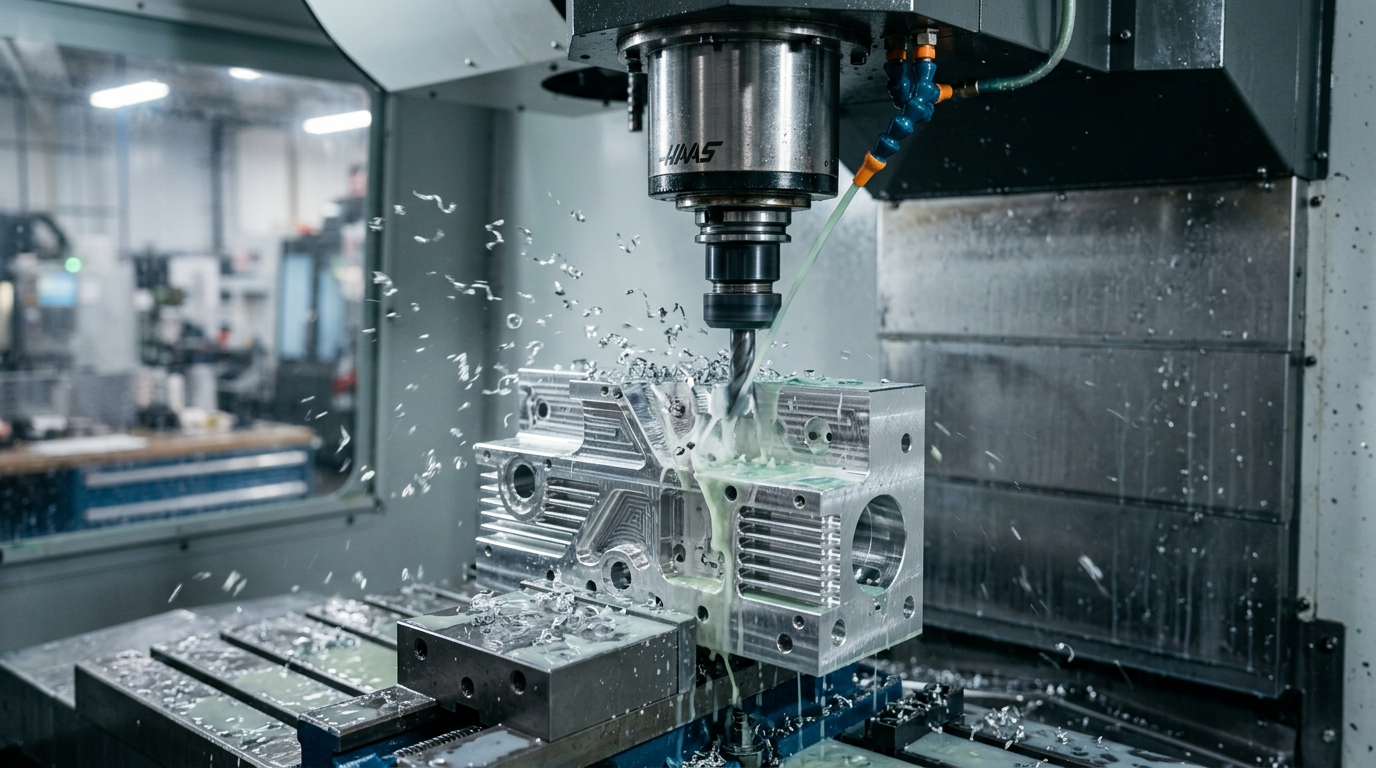 Precision CNC machine cutting complex metal components with high accuracy
