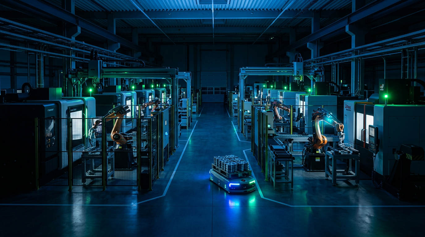 Lights-out manufacturing facility running unmanned at night