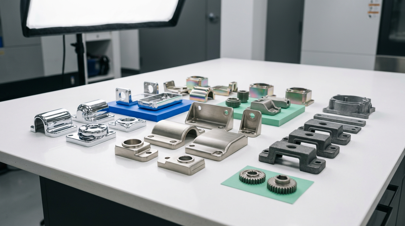 Zamak alloy parts showing various finishes and surface treatments